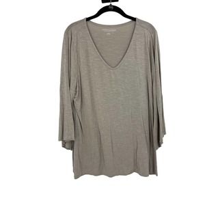 Soft Surroundings Deep V Neck Half Sleeve Tunic Blouse Light Fabric Women's XL
